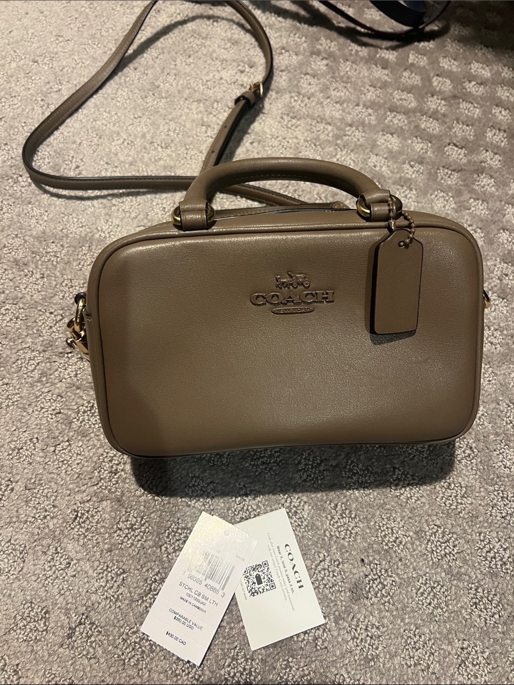 Coach Taupe Brown Leather Crossbody Satchel